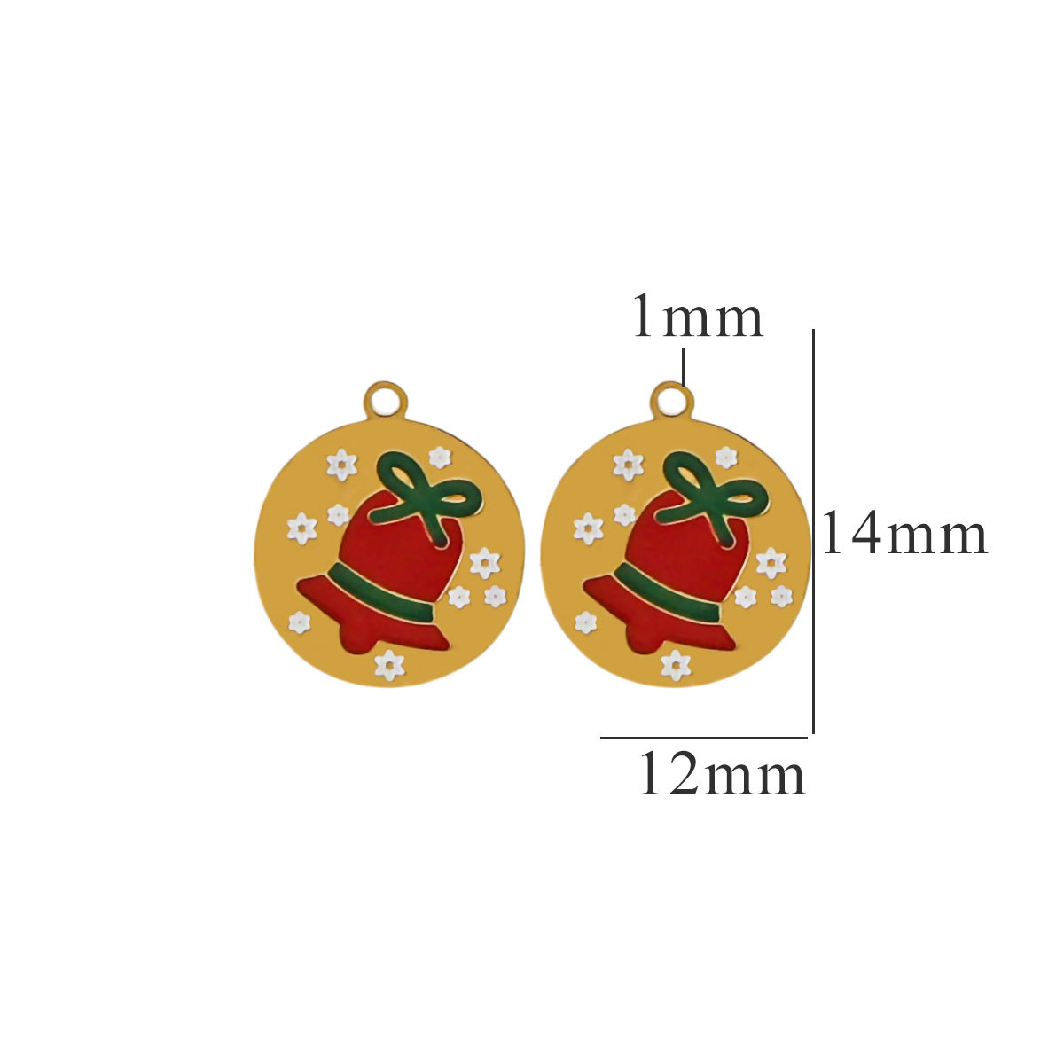 Red / 1 Piece Simple Series Cute Cartoon Bell Stainless Steel  Gold Color Unisex Pendants Picture15